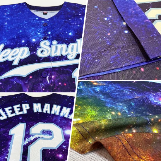 Benutzerdefiniertes Galactic Weiß-Hellblau 3D Authentic Baseball-Trikot