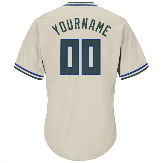 Custom Cream Hunter Green-Royal Authentic Throwback Rib-Strick Baseball Jersey Shirt