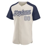 Navy Jersey Baseball Custom Creme Raglan Ärmel Authentisch