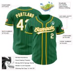 Nadelstreifen authentische grün weiß Jersey benutzerdefinierte Gold Kelly Baseball