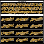 Benutzerdefiniertes authentisches Baseballtrikot mit schwarzen und goldenen Nadelstreifen in Gold-Weiß