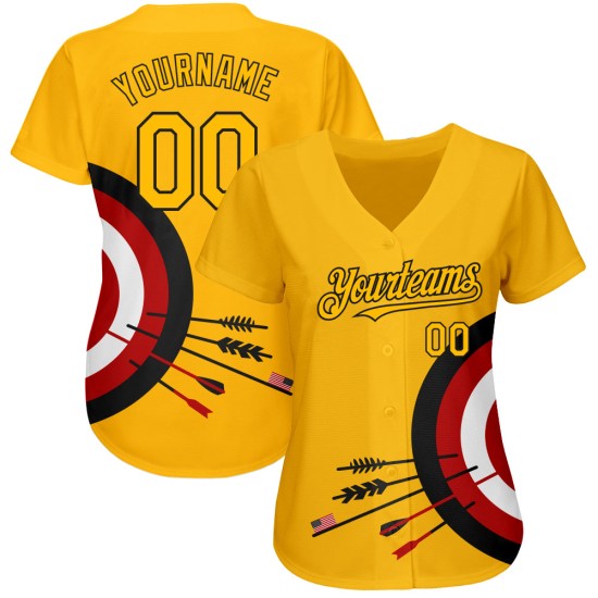 Jersey Schwarz-Rot Target Authentic Design Dart Muster Gold Board 3D Baseball Custom