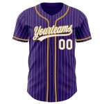 Old Jersey Lila Weiß Nadelstreifen Authentic Gold Custom Baseball