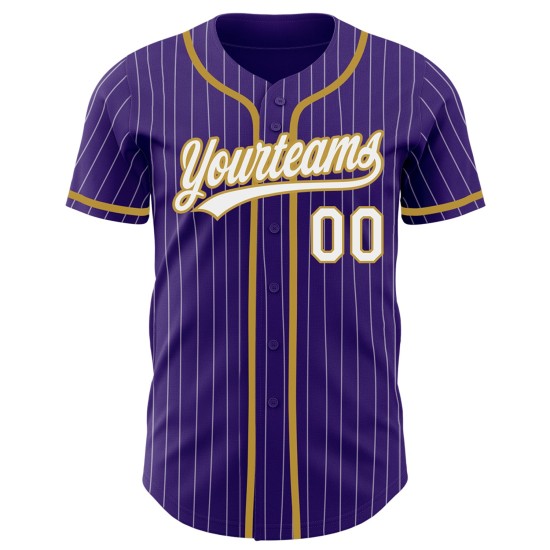 Old Jersey Lila Weiß Nadelstreifen Authentic Gold Custom Baseball