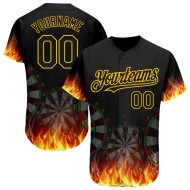 Design Gold Dart Jersey Muster Custom Baseball Board Flamme Schwarz Authentische 3D