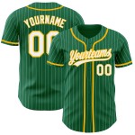 Nadelstreifen authentische grün weiß Jersey benutzerdefinierte Gold Kelly Baseball