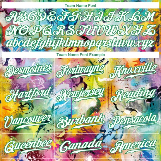 Benutzerdefiniertes Scratch Graffiti Muster Weiß-Kelly Grün 3D Authentic Baseball Jersey