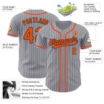 Nadelstreifen Grau Orange Jersey Custom Authentic Schwarz Baseball