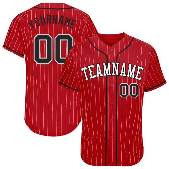 Benutzerdefinierte rot weiß Nadelstreifen schwarz-weiß authentische Baseball Jersey Benutzerdefinierte rot weiß Nadelstreifen schwarz-weiß authentische Baseball Jersey