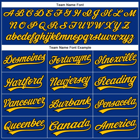 Schwarzes Royal Baseball-Trikot mit Nadelstreifen, authentisches, individuelles Gelb