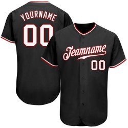 Benutzerdefiniertes authentisches schwarz-weiß-rotes Baseballtrikot