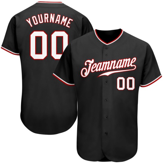 Benutzerdefiniertes authentisches schwarz-weiß-rotes Baseballtrikot