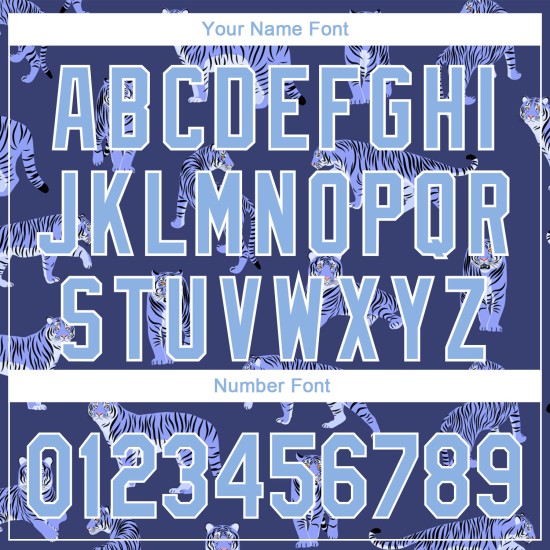 Lila Blau-Weiß 3D Design Jersey Tiger Custom Authentic Dark Light Muster Baseball