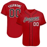 Benutzerdefinierte rot schwarz Nadelstreifen schwarz-weiß authentische Baseball Jersey