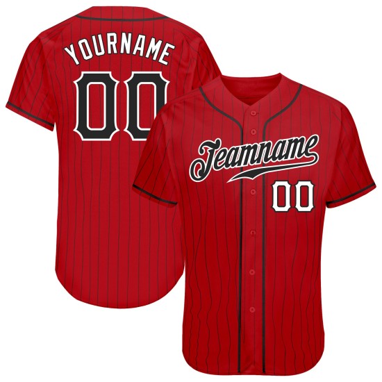 Benutzerdefinierte rot schwarz Nadelstreifen schwarz-weiß authentische Baseball Jersey