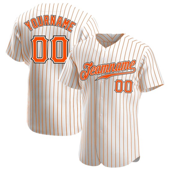Benutzerdefinierte weiß orange Nadelstreifen orange-schwarz authentische Baseball Jersey
