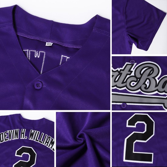 Benutzerdefinierte lila weiß-grau authentische Baseball Jersey