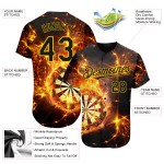 Design 3D Dart Flamme Baseball Gold Custom Board Schwarz Authentische Muster Jersey