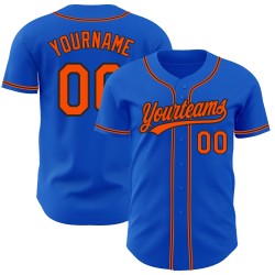 Blaues benutzerdefiniertes Thunder Orange-Schwarzes authentisches Baseball-Trikot