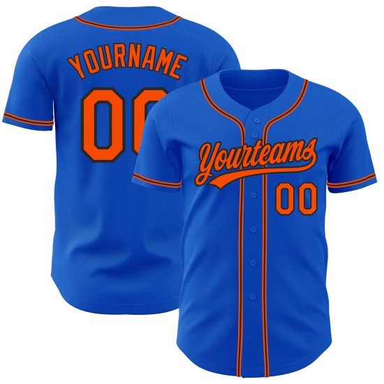 Blaues benutzerdefiniertes Thunder Orange-Schwarzes authentisches Baseball-Trikot