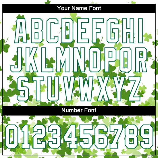 Benutzerdefiniertes weißes, weiß-kellygrünes 3D-Musterdesign, authentisches St. Patrick's Day Baseball-Trikot