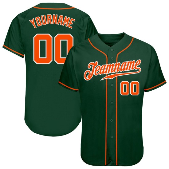 Benutzerdefiniertes authentisches grün-orange-weißes Baseballtrikot