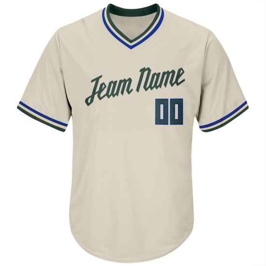 Custom Cream Hunter Green-Royal Authentic Throwback Rib-Strick Baseball Jersey Shirt