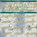 Baseball Authentic Light und Custom Blau-Gelb 3D Weiß Jersey Muster Strand Design Hawaii Bäume Insel Palm