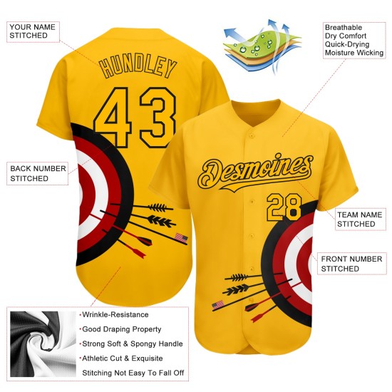 Jersey Schwarz-Rot Target Authentic Design Dart Muster Gold Board 3D Baseball Custom