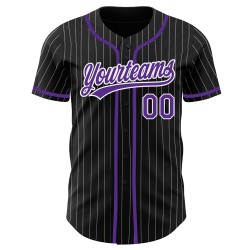 Benutzerdefinierte schwarz weiß Nadelstreifen lila authentische Baseball Jersey