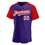 Raglan Lila Weiß-Rot Custom Jersey Authentic Baseball Ärmel