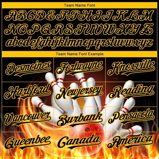 Benutzerdefinierte Schwarz Gold 3D Muster Design Flamme Bowling Authentische Baseball Jersey Benutzerdefinierte Schwarz Gold 3D Muster Design Flamme Bowling Authentische Baseball Jersey