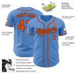Jersey Custom Orange-Schwarz Baseball Authentic Powder Blue