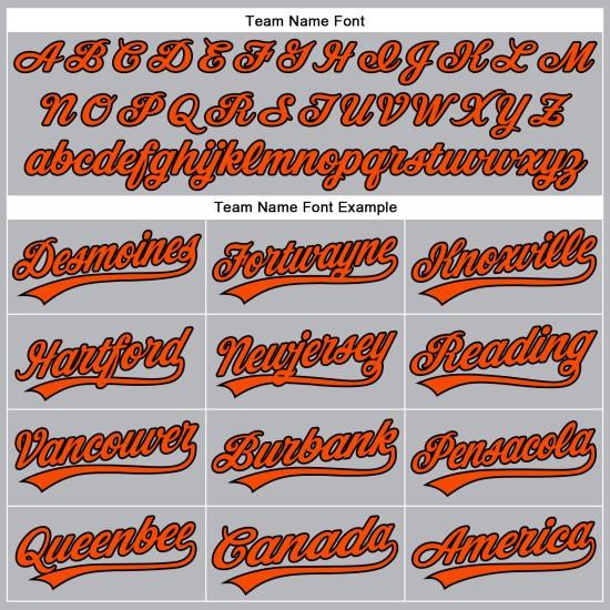 Nadelstreifen Grau Orange Jersey Custom Authentic Schwarz Baseball
