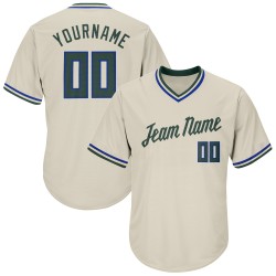 Custom Cream Hunter Green-Royal Authentic Throwback Rib-Strick Baseball Jersey Shirt