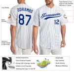 Benutzerdefiniertes weißes Royal Pinstripe Royal-White Authentic Baseball-Trikot Benutzerdefiniertes weißes Royal Pinstripe Royal-White Authentic Baseball-Trikot