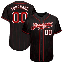 Benutzerdefinierte schwarz rot Nadelstreifen rot-weiß authentische Baseball Jersey