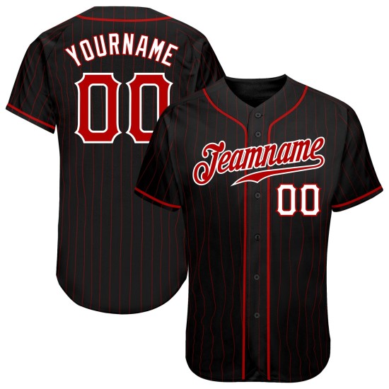 Benutzerdefinierte schwarz rot Nadelstreifen rot-weiß authentische Baseball Jersey
