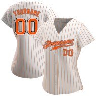 Benutzerdefinierte weiß orange Nadelstreifen orange-schwarz authentische Baseball Jersey