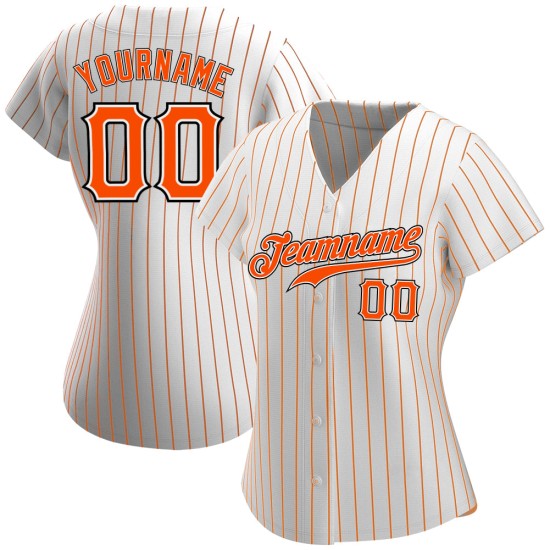 Benutzerdefinierte weiß orange Nadelstreifen orange-schwarz authentische Baseball Jersey
