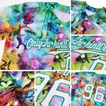 Benutzerdefiniertes Scratch Graffiti Muster Weiß-Kelly Grün 3D Authentic Baseball Jersey