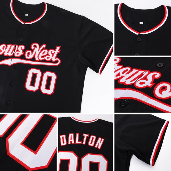 Benutzerdefiniertes authentisches schwarz-weiß-rotes Baseballtrikot