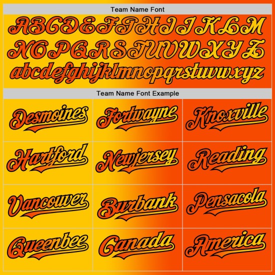 Mode Authentische Orange Baseball Gelb-Schwarz Jersey Custom Gradienten