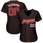 Benutzerdefinierte schwarz rot Nadelstreifen rot-weiß authentische Baseball Jersey