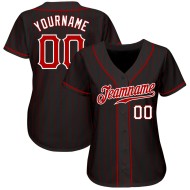 Benutzerdefinierte schwarz rot Nadelstreifen rot-weiß authentische Baseball Jersey