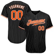 Benutzerdefinierte schwarz weiß Nadelstreifen orange-weiß authentische Baseball Jersey