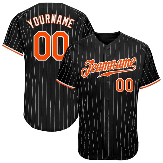 Benutzerdefinierte schwarz weiß Nadelstreifen orange-weiß authentische Baseball Jersey Benutzerdefinierte schwarz weiß Nadelstreifen orange-weiß authentische Baseball Jersey