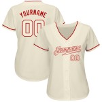 Benutzerdefiniertes cremefarbenes, cremefarbenes, rotes authentisches Baseball-Trikot