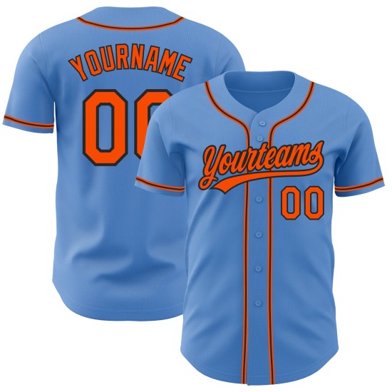 Jersey Custom Orange-Schwarz Baseball Authentic Powder Blue