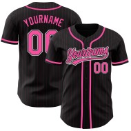 Benutzerdefinierte schwarz rosa Nadelstreifen rosa-weiß authentische Baseball Jersey